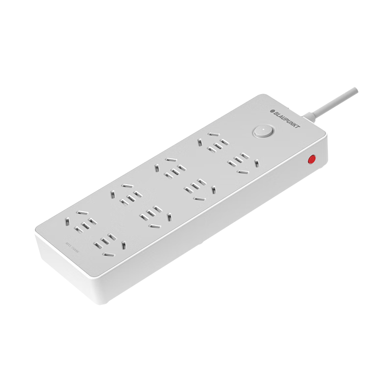 BLAUPUNKT New National Standard Safe Power Strip/Extension Cord/Surge Protector/Power Bar with Overload Auto Shut-Off, Child Safety Lock, 8 Outlets with Master Switch, 1.8 Meters