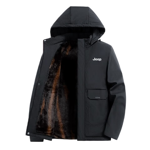 JEEP Men's Autumn Winter Casual Thickened Warm Outdoor Sports Cotton Jacket Dark Blue XL