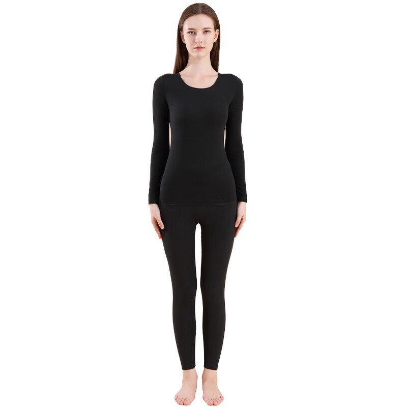 Urban Beauty [Down and Silk] Women's Thermal Underwear Autumn Winter 7A Antibacterial German Velvet Anti-Static Top and Bottom Set