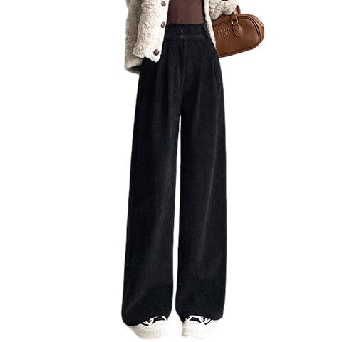 FitonTon Chenille Wide-Leg Pants for Women Autumn Winter 2025 New Slim Fit Blazer Fleece-Lined Thick Corduroy Trousers