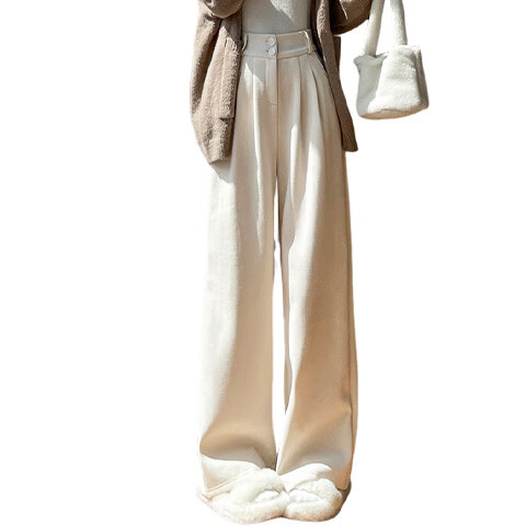 FitonTon Chenille Wide-Leg Pants for Women Autumn Winter 2025 New Slim Fit Blazer Fleece-Lined Thick Corduroy Trousers