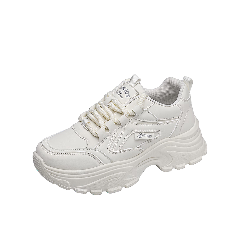 TonLion Dad Shoes for Women, 2026 Summer Thick-Soled Casual Shoes, Women's Height-Increasing Sneakers, White Shoes for Women, Beige, Size 38
