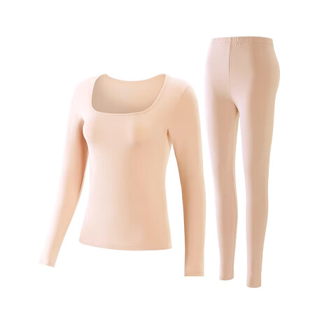 Caiyue Women's Thermal Underwear Xinjiang Cotton Seamless 10A Antibacterial Stretch Pure Cotton Autumn Top and Bottom Set with Square Neck