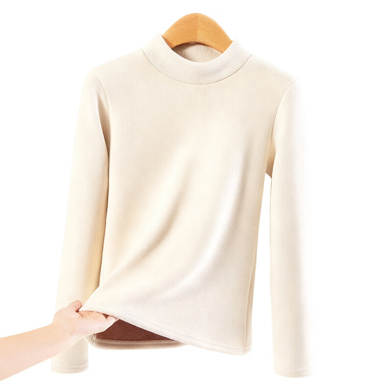 Caiyue Women's Fleece-Lined Thickened Lamb Wool Half Turtleneck Thermal Top Winter Windproof Base Layer