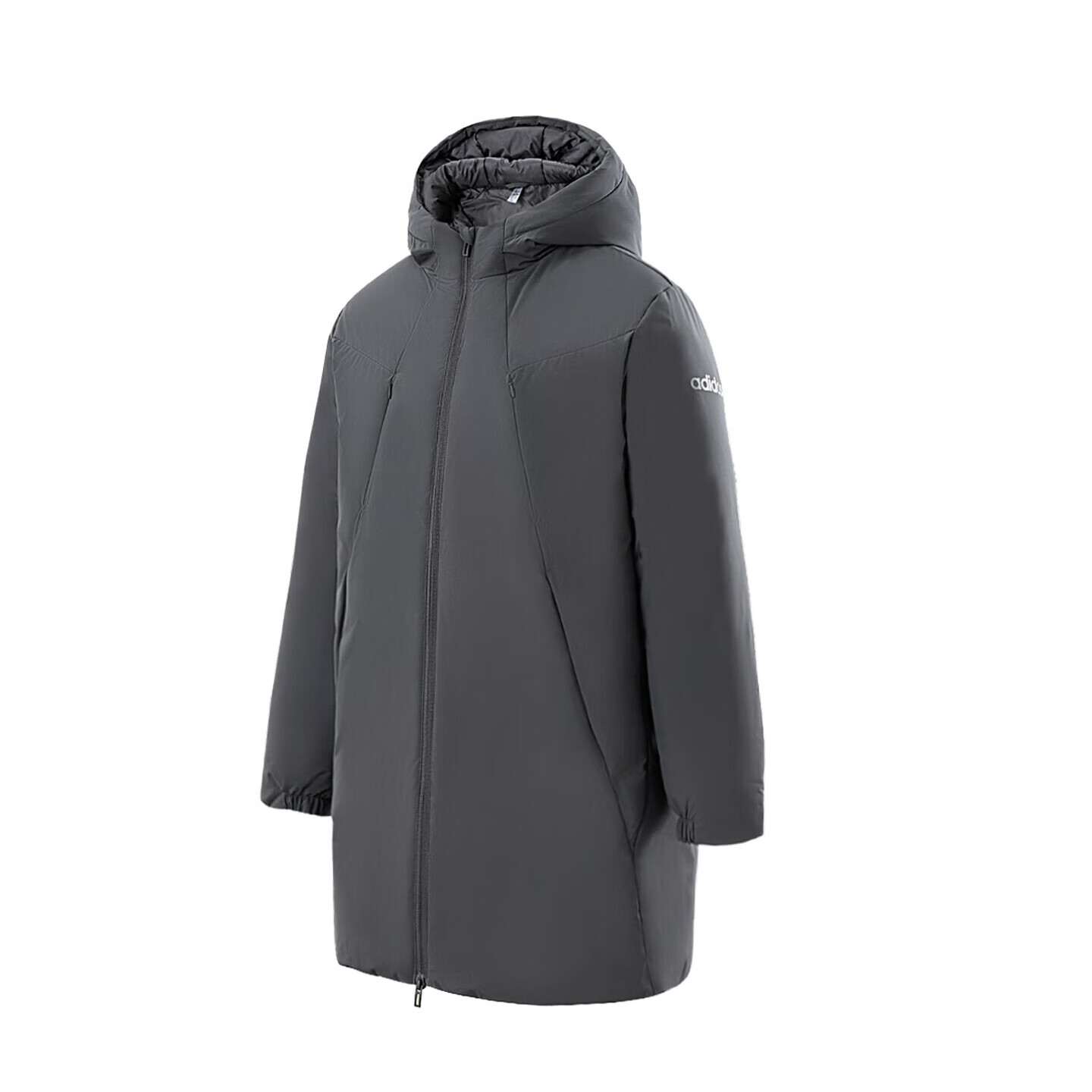 Adidas Men's Long Hooded Down Jacket Warm Fashionable Comfortable Outerwear Dark Gray 2XL