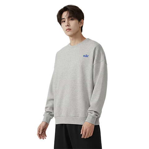 NIKE Men's Pullover, Knitted Crew Neck, Trendy And Fashionable, Simple And Versatile IB8360-063 Gray 2XL