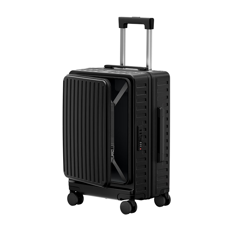HLA Obsidian Black 26-inch Large Capacity Multifunctional Side-Opening Trolley Suitcase Business Travel Checked Luggage