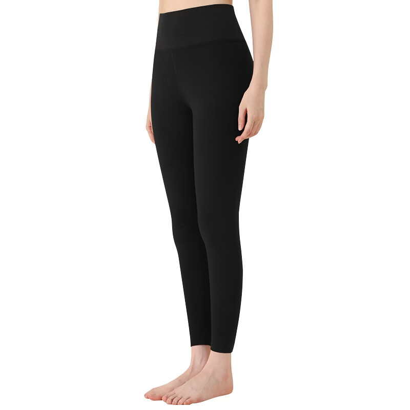 MiiOW Women's Cationic Thermal Pants 10A Antibacterial High-Waist Hip-Lifting Thickened Fleece-Lined Leggings Black 2XL