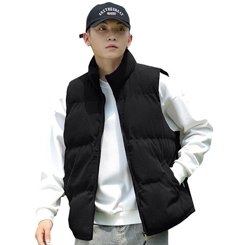 JEANSWEST Men's Spring Autumn Corduroy Loose Vest with Shoulder Bag Warm Jacket Dark Gray 3XL