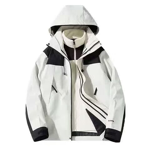 EASTERN CAMEL Couple's Three-In Waterproof Jacket, Men's And Women's Outdoor Sports Coat, Windproof Outerwear, Light Green Single Layer, 3XL