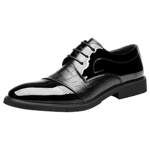 CARTELO British Formal Leather Shoes for Men, Low-Top Business Casual Leather Shoes, Men's Cowhide Glossy Breathable Shoes, 9326 Black, Size 39
