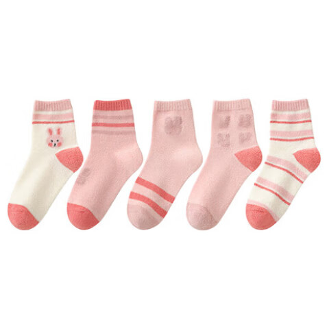 LangSha Children's Socks, Girls' Mid-Calf Cotton Socks, Fleece-Lined And Thickened, Winter Warmth, for Students, Older Girls, Baby Girls, Terry Socks