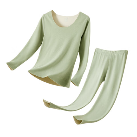 MiiOW 10A Anti-Mite Antibacterial Seamless Women's Thermal Underwear Set, Fleece-Lined Thickened Autumn Top And Bottom, Women's Base Layer Pants