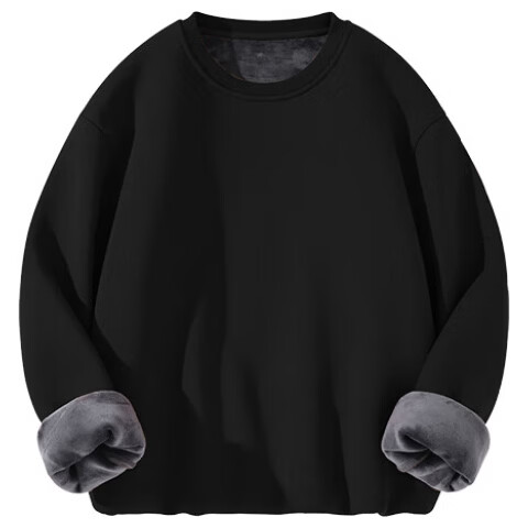 MiiOW Fleece-Lined Sweatshirt for Men, Autumn And Winter Thick Warm Jacket, Men's Round Neck Pullover Top, Versatile Cotton Long-Sleeve Base Layer