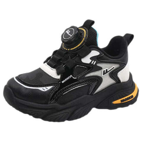 Warrior Boys' Running Shoes Breathable Dial Buckle Comfortable Sports Shoes WZ(CL)-0763 Black Beige Size 38