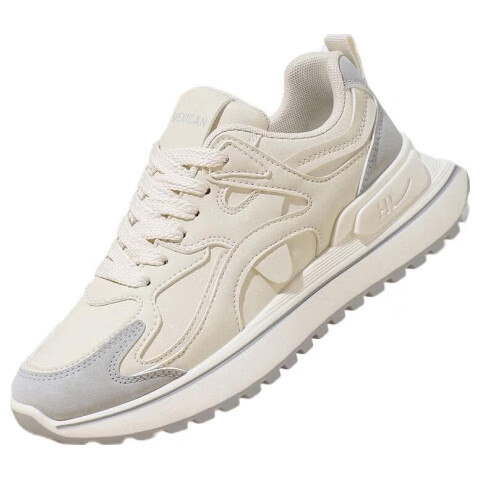 MEXICAN Women's Skate Shoes White Casual Sports Dad Sneakers Red Beige Size 37