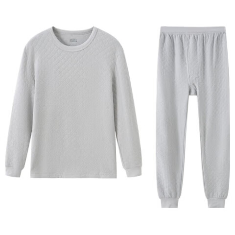 Comfortable and Refreshing 【Three-Layer Thickened 100% Cotton】Men's Thermal Underwear Set Full Cotton Round Neck Autumn Clothes and Pants