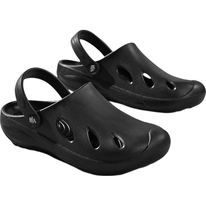 HLA Men's Casual Sandals Hollow Toe Slippers HAALXM2EBK011 Black Size 40/41 (Dual Size)