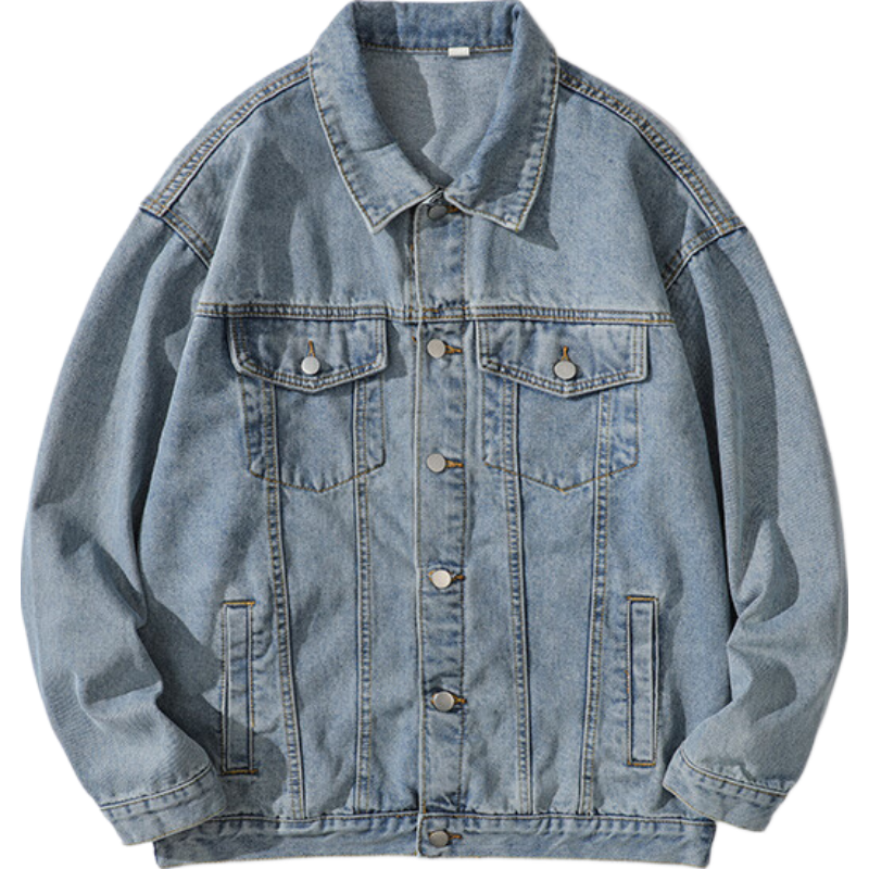 CLOR Vintage Washed Denim Jacket Men Ins Street Loose Spring Summer Coat JK18 Black L