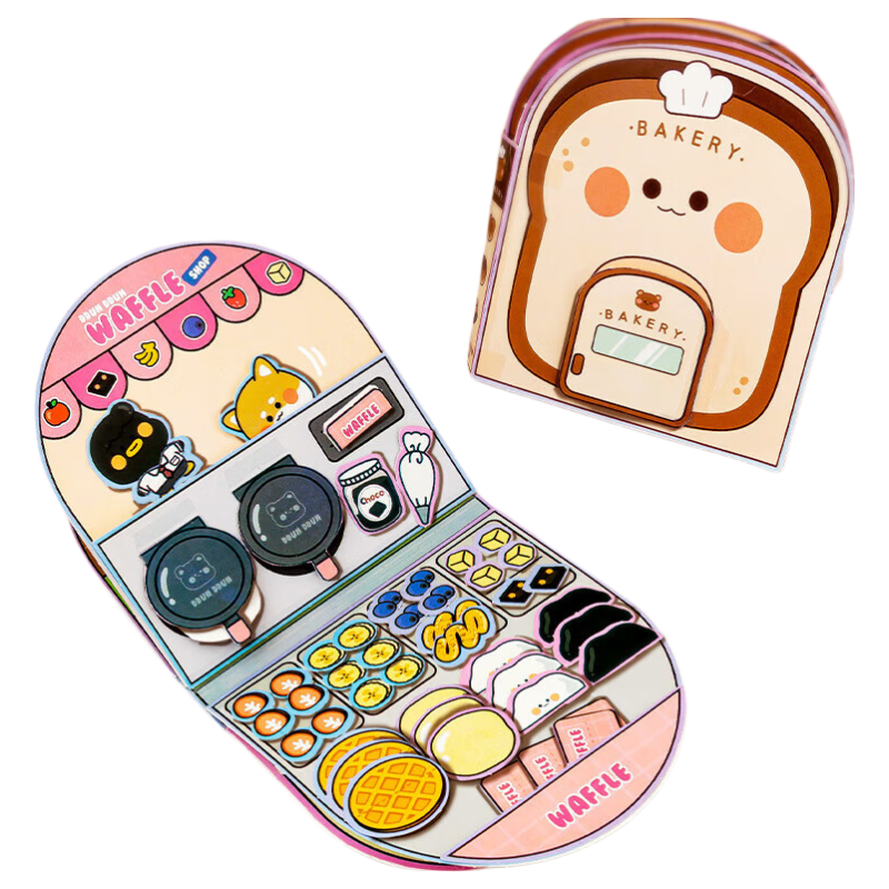 Bailishuang Waffle Book DIY Material Kit, Dress-Up Stickers, Handmade Toy, Birthday Gift for Girls Aged 7-10