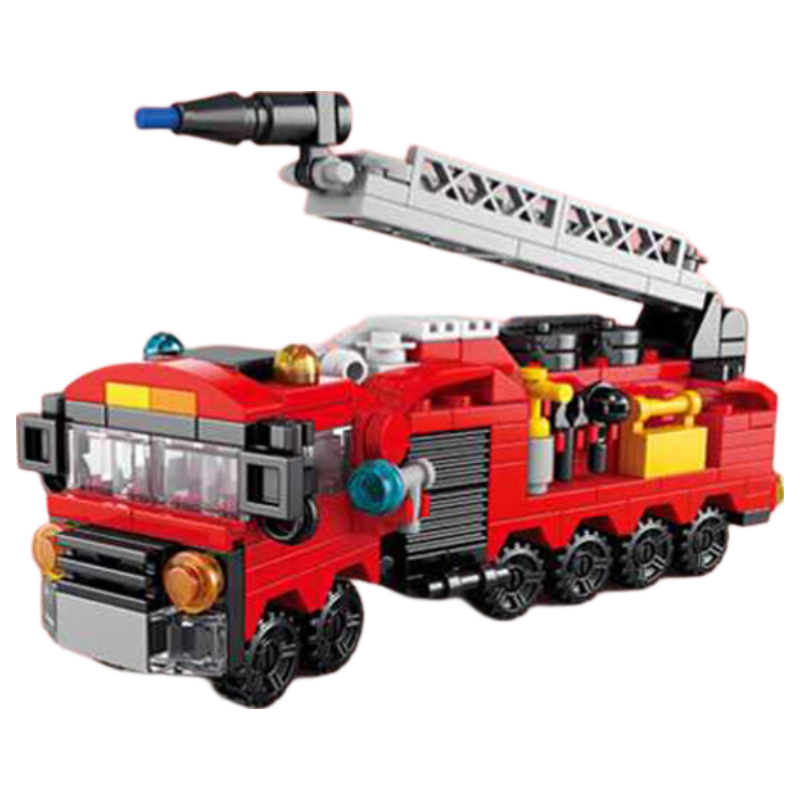 Bailishuang Fire Truck Ten-In Building Blocks, Small Particles, Boys' Car Assembly Toy, Children's Birthday Gift for 6-12 Year Old Boys