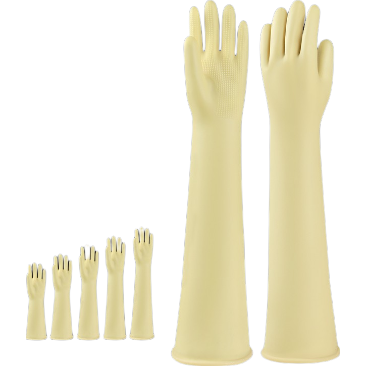 Maozheng Industrial Latex Gloves, Protective Rubber, Acid And Alkali Resistant, Waterproof, Non-Slip, Wear-Resistant, Extended Length, Thickened Protection, 40cm, Yellow