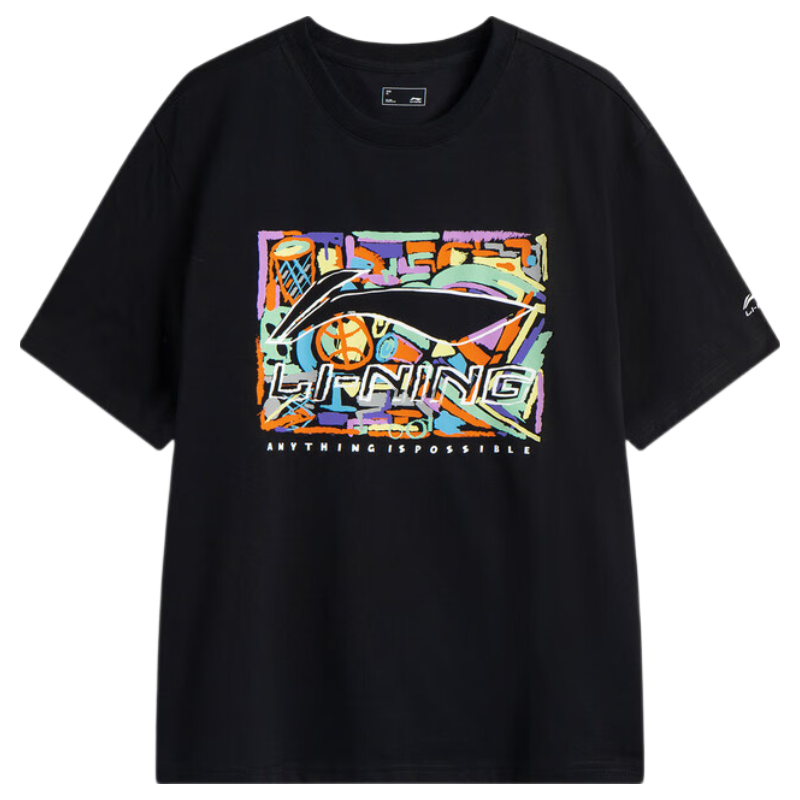 LI-NING Short Sleeve Sports T-Shirt Logo Print Summer Breathable Unisex Casual Comfortable Trendy Tee for Men
