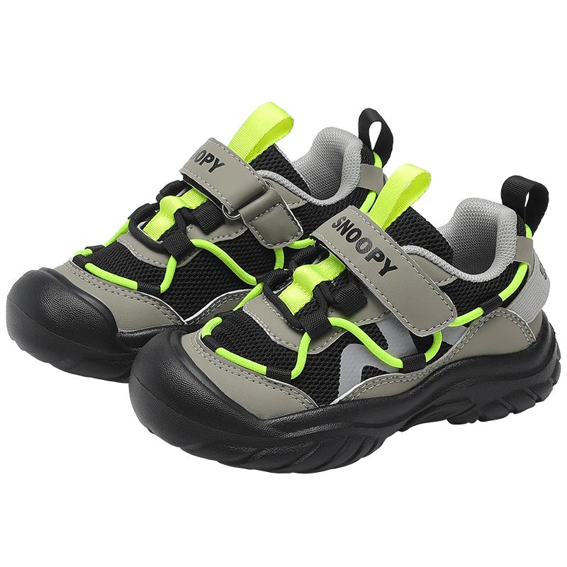 SNOOPY Children's Sports Shoes, Lightweight And Comfortable, for Boys And Girls, Outdoor Wear-Resistant Casual Shoes, 3868 Army Green And Black, Size 30