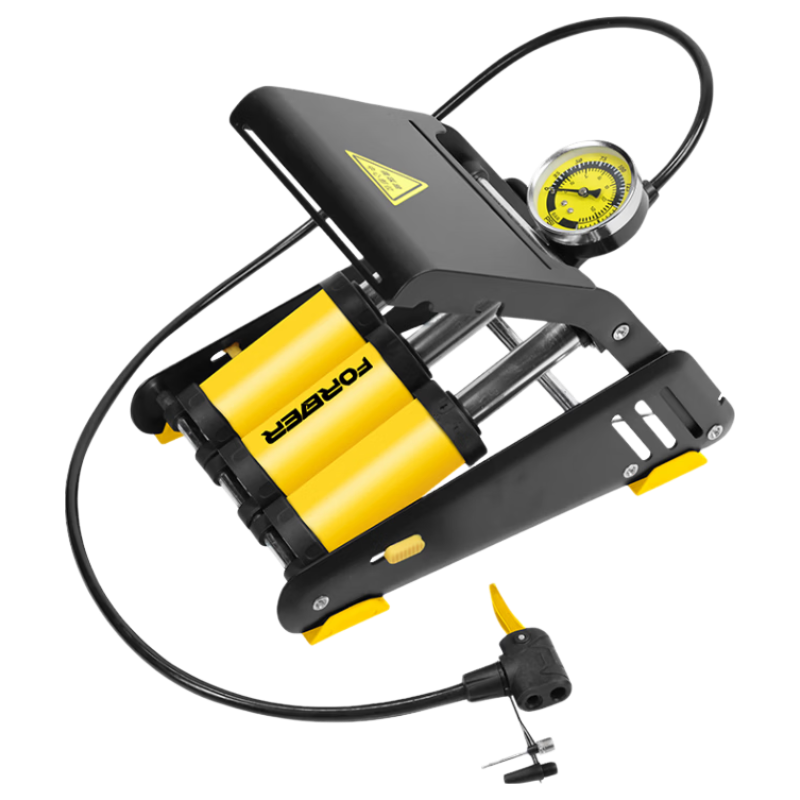 Forever Foot Pump Motor Vehicle High-Pressure Household Inflator Thickened Dual Tubes 180PSI Yellow