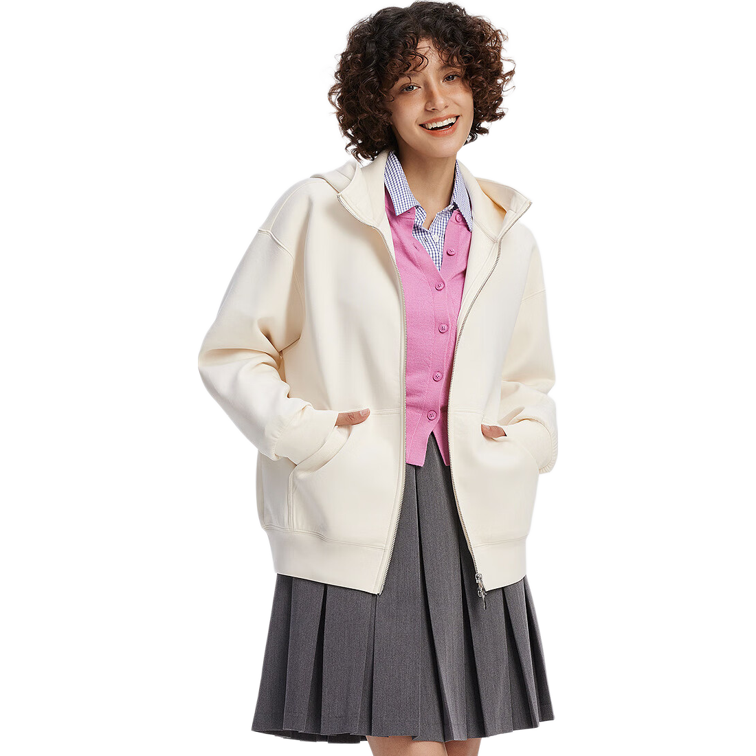 Semir Forest Soft Cotton Women's Solid Color Loose Fit Casual Hoodie Jacket 2025 Autumn Mall Style 101525108008