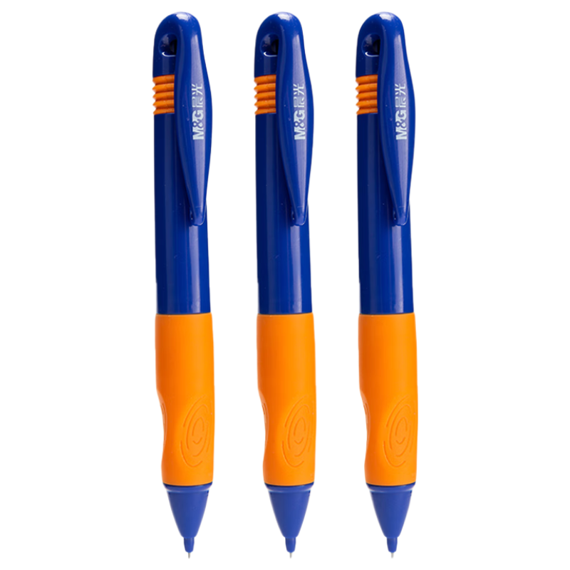M&G Stationery 0.9mm Children's Posture-Correcting Mechanical Pencil Set for School, Writing Correction, Grip Improvement, Break-Resistant Lead, Children's Stationery, 3-Pack AMPH4204 Orange And Blue