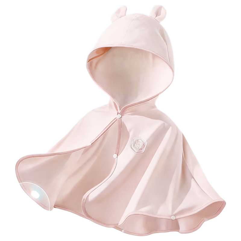 Aibao Baby Sunscreen Cape Summer Thin Ice Silk UV Protection Hooded Jacket Ice Pink T311