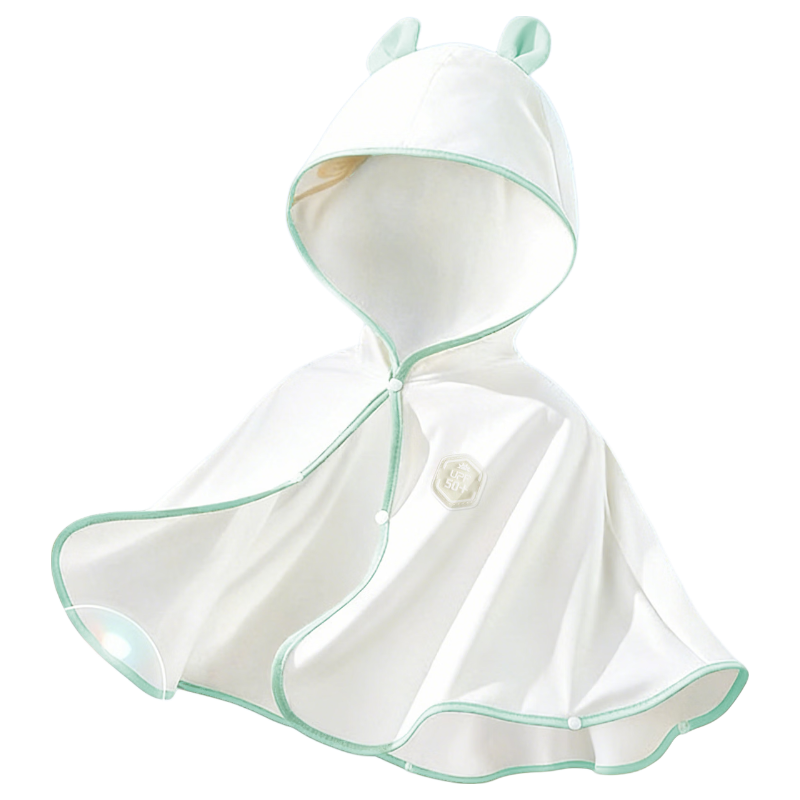 Aibao Baby Summer Thin Sunscreen Cape Ice Silk UV Protection Hooded Jacket Ice White T311