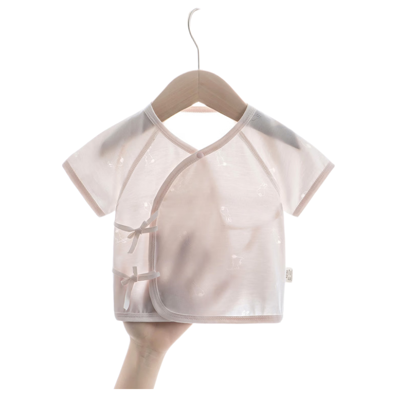 Aibao Baby Summer Thin Half-Back Romper Newborn Homewear Baby Sleepwear Full Moon Monk Suit T322 Pink Size 59