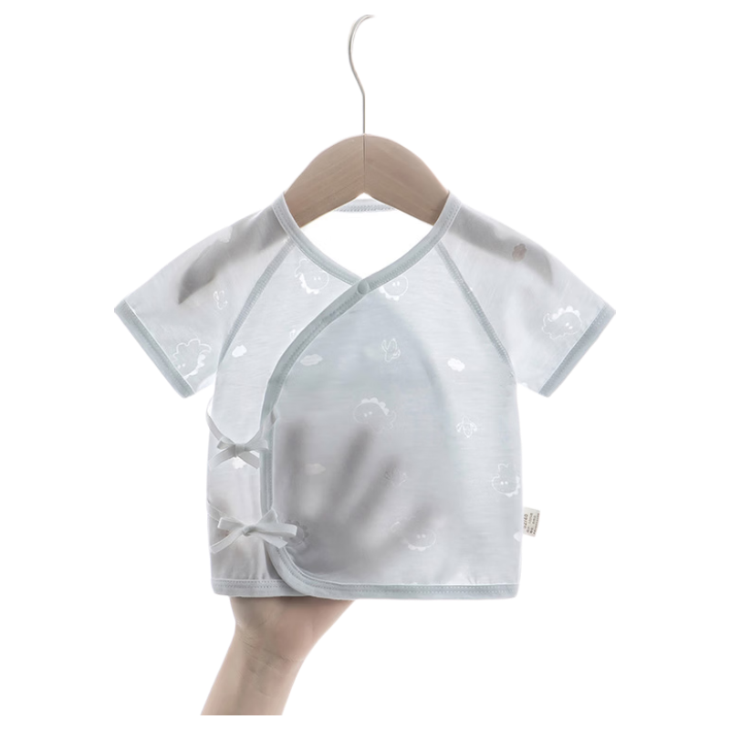 Aibao Baby Summer Thin Half-Back Shirt Newborn Homewear Baby Sleepwear Full Moon Monk Suit T322 Blue Size 59