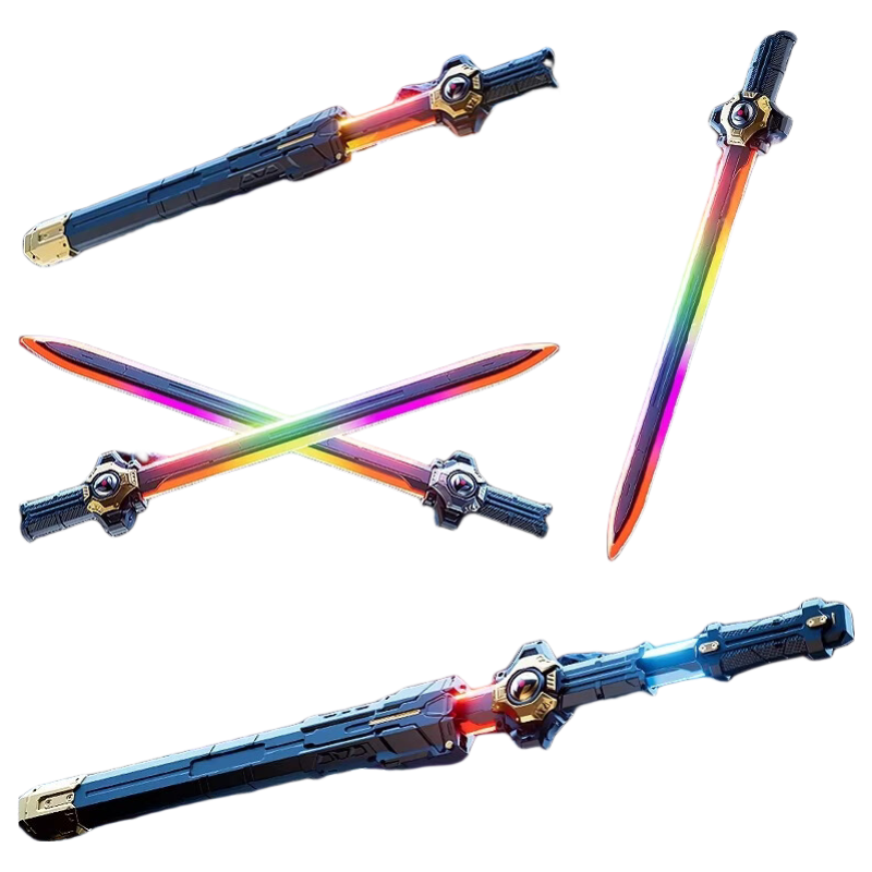 Miaobeile Sword-in-Sword Laser Sword 2-in-1 Retractable Double-Headed Light Sword Glowing Toy Sword for Boys Birthday Gift