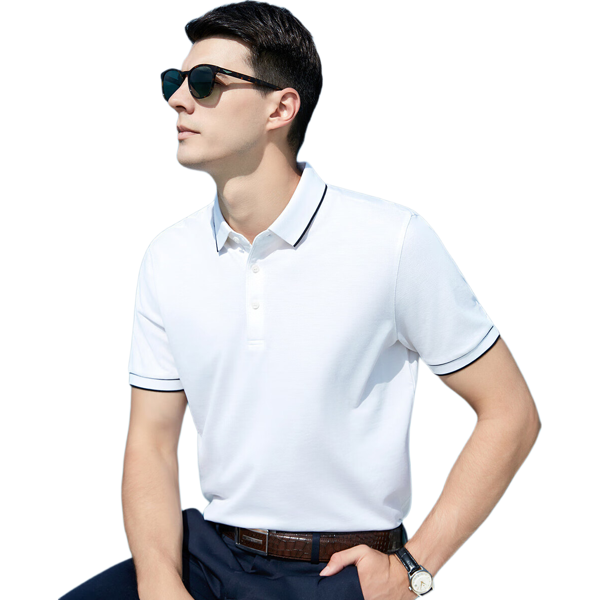 Antonio 55% Mulberry Silk Cooling Breathable High-End Short Sleeve Polo Shirt Men Summer Knitted Business Casual T-Shirt Top