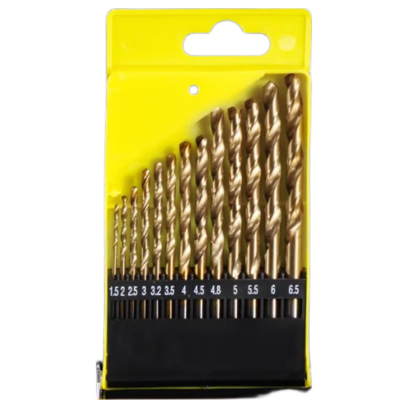 Yanran Titanium Coated Twist Drill Bit Set 13-Piece for Drilling Thin Metal Plastic Wood Standard Hardness 5A