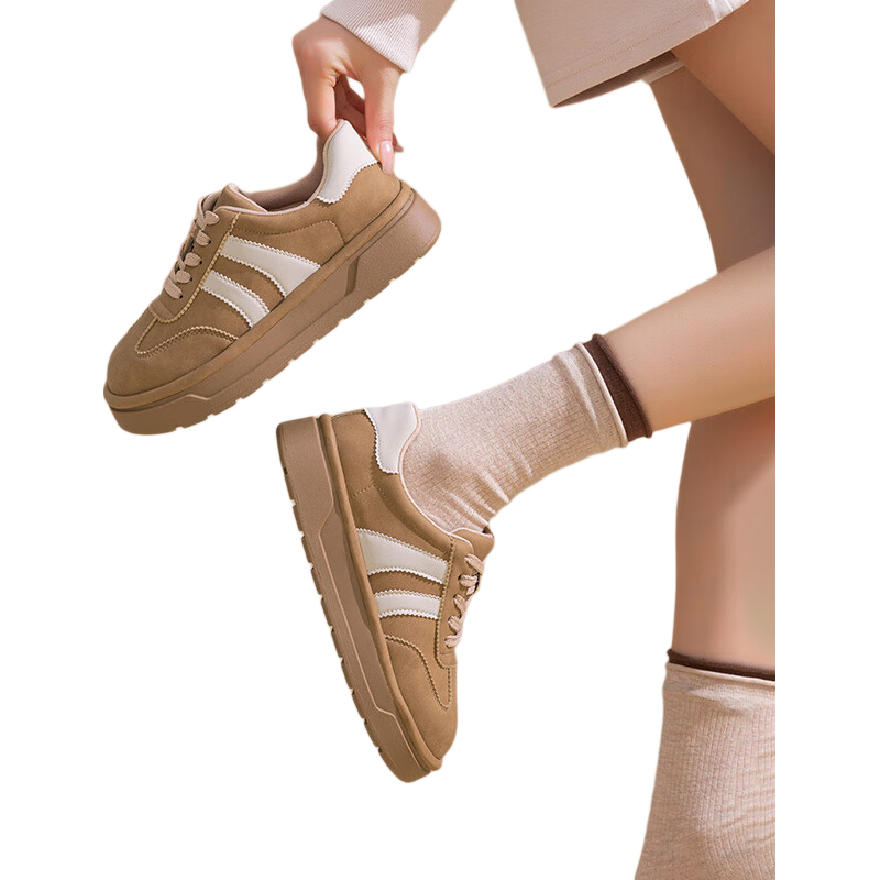 Dusto Agan Women's Shoes, Spring And Autumn 2025 New Style, Flat Mid-Heel Lace-Up Round Toe, Color Patchwork Q0208