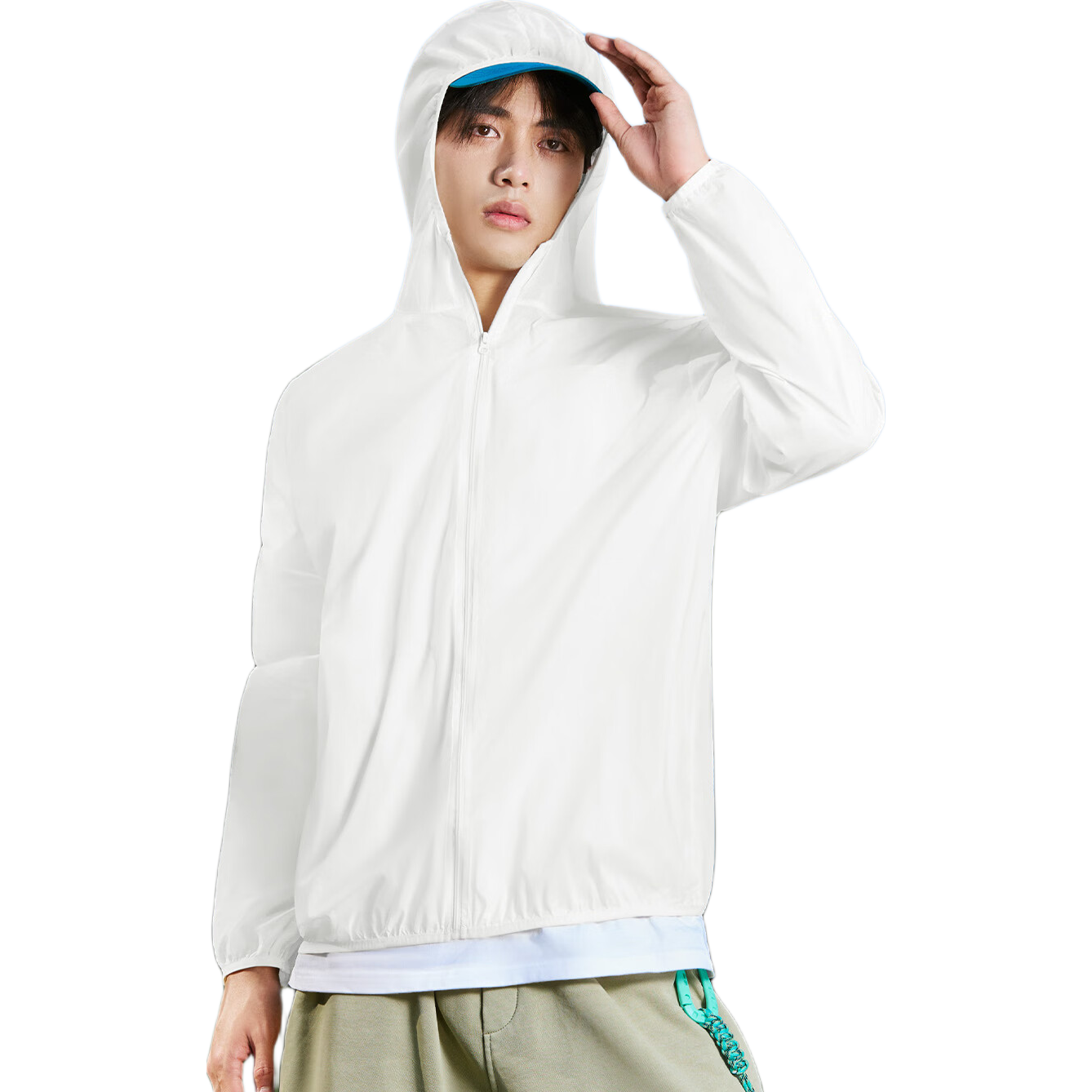 JEEP Men's Summer Outdoor Cycling Hooded Sun Protection Jacket Moisture-Wicking Breathable Quick-Dry Coat Z Bean Green L