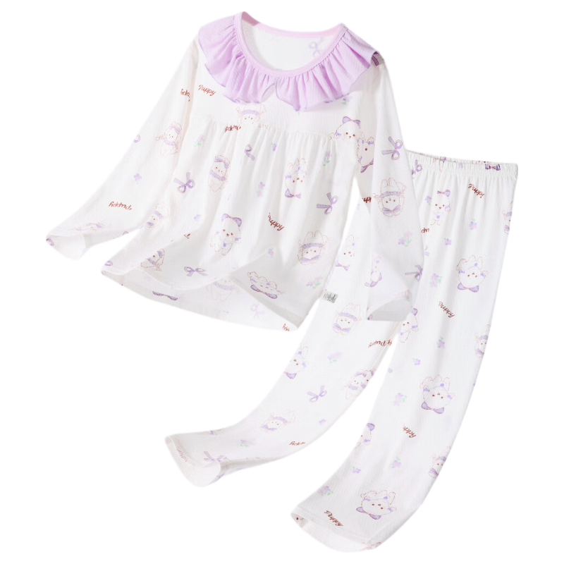 DEESHA [100% Pure Cotton Class A] Children's Pajamas Spring And Summer Lightweight Girls' Loungewear Baby Air Conditioning Suit Set