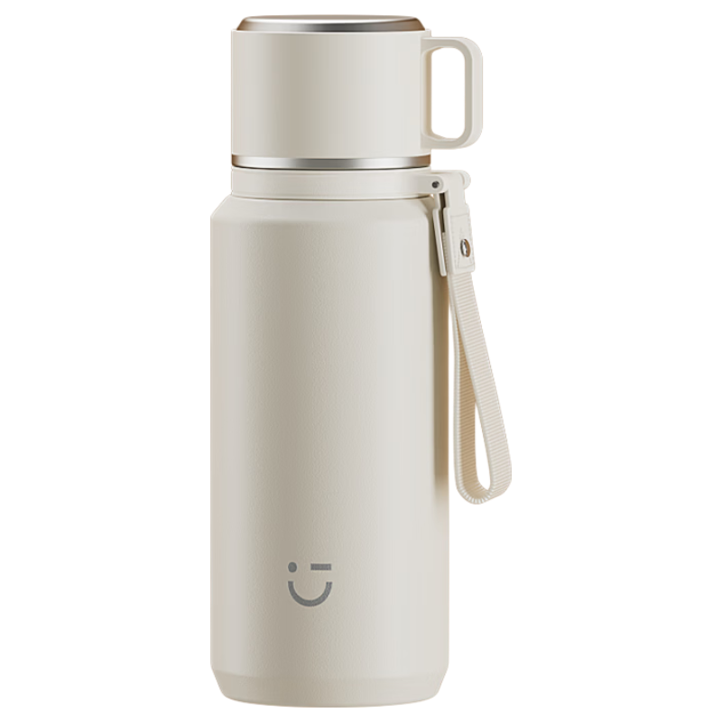MINISO Insulated Water Bottle for Women Students High-Value 316L Stainless Steel Tea Infuser Portable Large Capacity Water Cup Cloud Mist White 790mL