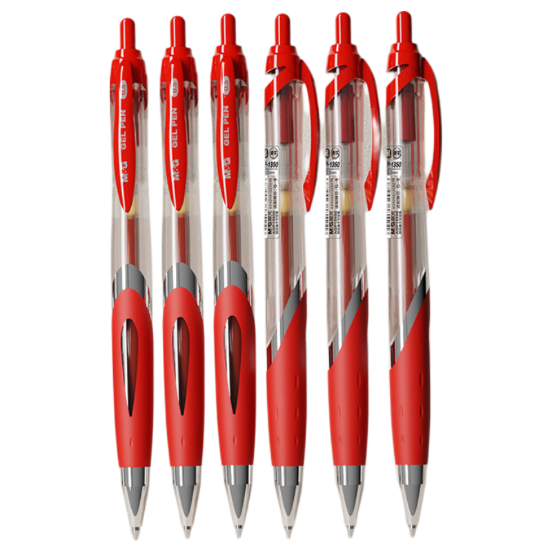 M&G Stationery Retractable Elite K35 0.5mm Red Gel Pen Student Signature Business Bullet Tip Office Supplies 6pcs/Bag AGP13506C-ZZA