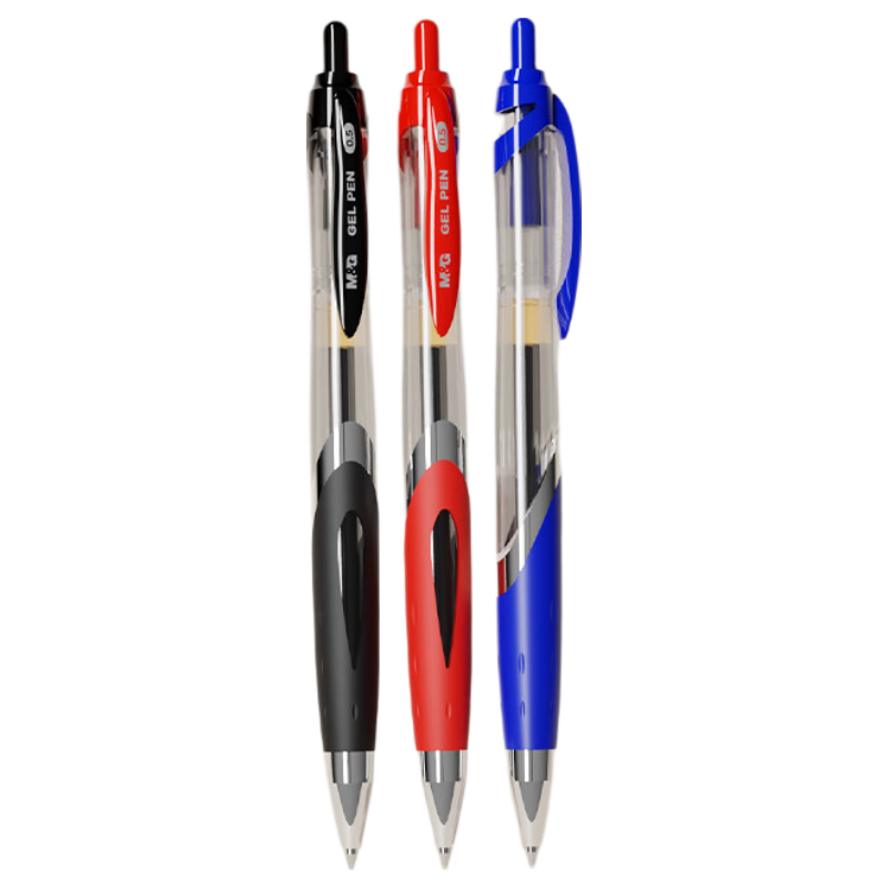 M&G Stationery Elite K35 Retractable 0.5mm Gel Pen Student Signature Pen Business Bullet Tip Exam Office Ink Pen 1 Black 1 Red 1 Blue 3-Pack