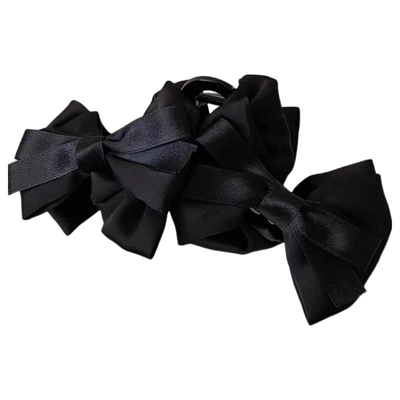 Jinglei Elegant Black Bow Large Hair Clip Women French Luxury Shark Clip Fashion Updo Hair Clamp