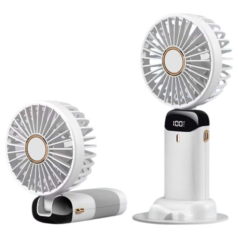 Befon Handheld Portable Mini Fan Desktop Silent Small Fan for Dormitory Office with 5-Speed Digital Display White 2188