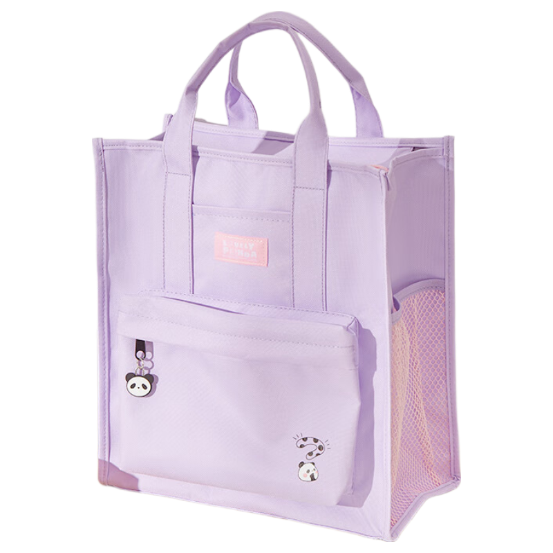 Sannianerban Canvas Multi-Compartment Handheld Tutoring Bag, Subject Bag for Students, Large Capacity Simple Bookbag, Children's Boys Girls Tutoring Bag, File Bag, Art Bag, Purple