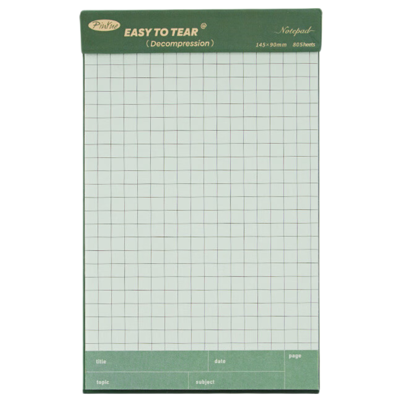 Sannianerban 80 Sheets High-Quality Tear-Off Notepad, Sticky-Free Memo Pad, Student Learning Notebook with Multiple Inner Pages for Recording, Light Gree