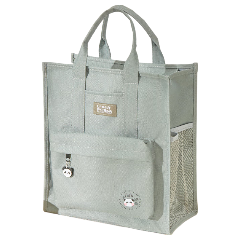 Sannianerban Canvas Multi-Compartment Handheld Tutoring Bag, Subject Bag for Students, Large Capacity Simple Book Bag, Children's Tutoring Bag for Boys And Girls, File Bag, Gree