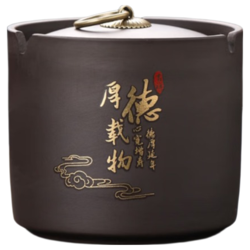 Bangu Mountain Purple Clay Covered Ashtray Anti-Fly Ash Office Living Room Home Straight Cylinder Purple Clay Ashtray